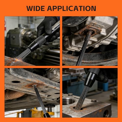 Compact Air Needle Scaler Tool, with 12 Hardened Steel Needles, Pneumatic Rust Paint Weld Slag Dirt Remover