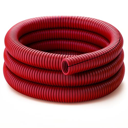 Electriduct Split Wire Loom Tubing Polyethylene Corrugated Flexible Conduit - 3/8" Nominal Size - 100 Feet - Red - color: Red, size: 0.375 Inch - 100 Feet