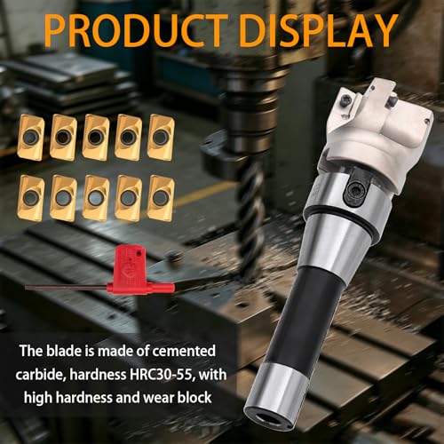 R8 Shank FMB22 with 400R 50MM End Milling Shell Cutter and 10Pcs APMT1604 Carbide Inserts,7/16-20UNF Face Mill Arbor