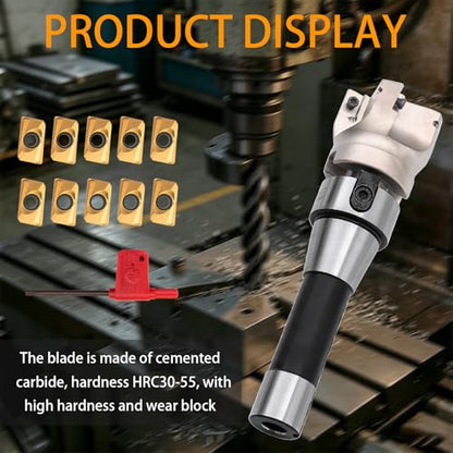 R8 Shank FMB22 with 400R 50MM End Milling Shell Cutter and 10Pcs APMT1604 Carbide Inserts,7/16-20UNF Face Mill Arbor