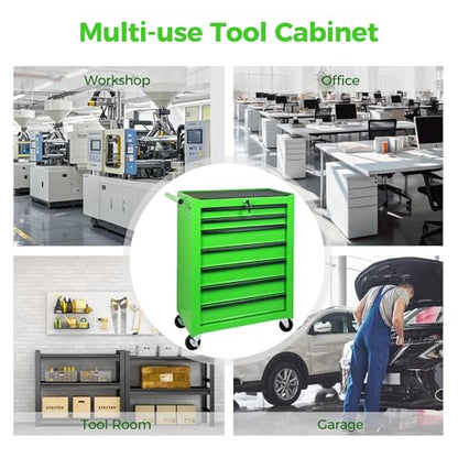 Rolling Metal Tool Chest with 7 Drawers - color: 7-drawer-green-a
