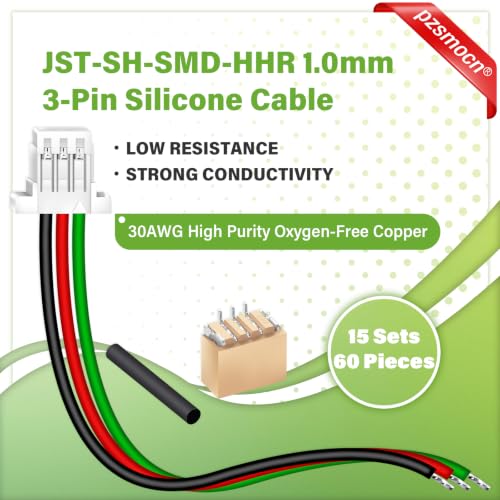 15 Sets/60 Pcs Mini Micro JST-SH-SMD-HHR 1.0mm 3-Pin Connector Kit - size: 3-Pin, style: JST-SH-HHR