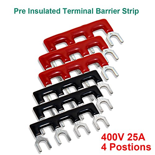 Terminal Block, 4 Circuits 600V 25A Dual Row Screw Terminal Strip, 6 Sets