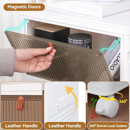 LDQ 170 Qt Large Storage Bins with Lids, 5 Tier Stackable Storage Cabinet with Wheels & Clear Doors, Foldable Plastic Closet Organizer for Bedroom, Bathroom & Kitchen - size: 5-layers