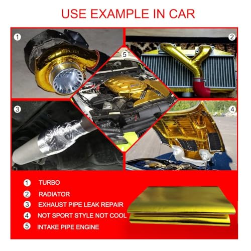 Gold Adhesive Backed Heat Shield Material Heat Shield Mat Automotive Heat Shield Heat Shield Wrap,Fiberglass Thermal Insulation (12'' X 48'') - color: Gold, size: 12'' X 48’'