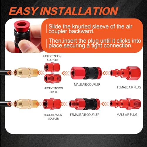 25Pcs 1/4" NPT Universal Air Coupler Plug Kit Aluminium Alloy