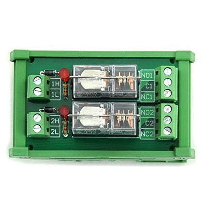 Electronics-Salon DIN Rail Mount AC/DC 24V Control 2 SPDT 16Amp Pluggable Power Relay Module, G2R-1-E - style: 2 Channel 24V