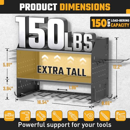 Power Tool Organizer Wall Mount 3 Layer Charging Station with 6 Outlets - color: Black