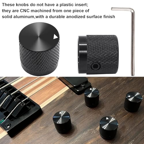 Taiss 4pcs Black Aluminum Rotary Electronic Control Potentiometer Knob for 6 mm Diameter Shaft, Volume Control, Audio, Guitar, Switch, 17mm x 17mm - color: Black
