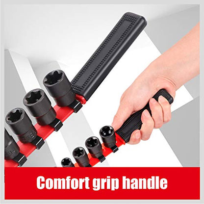 SEDY 11-Piece E-Torx Socket Set - Star Sockets Set with Socket Rail, External Torx Socket with Organizer, External Socket-Set, E4 E5 E6 E7 E8 E10 E12 E14 E16 E18 E20 Reverse Sockets Set - style: 11-Piece E-Torx - (E4-E20)