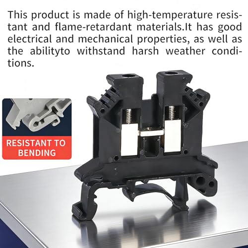 100PCS Black UK2.5B Terminal Block DIN Rail Terminal Blocks - Application for 12-22 AWG 800V Electrical Cabinets Distribution Box,Solar Power System,PLC Industrial Control Automation Panel DIY CNC RV - color: UK2.5B Black