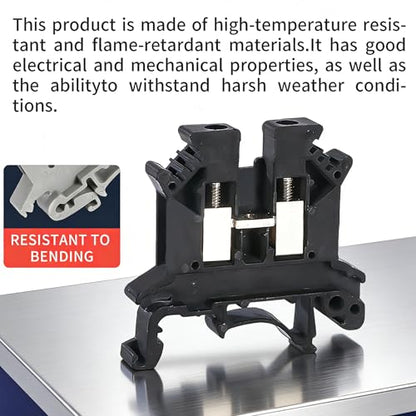 100PCS Black UK2.5B Terminal Block DIN Rail Terminal Blocks - Application for 12-22 AWG 800V Electrical Cabinets Distribution Box,Solar Power System,PLC Industrial Control Automation Panel DIY CNC RV - color: UK2.5B Black