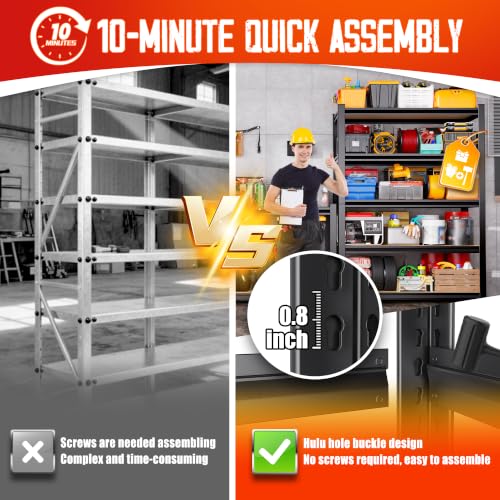 71"Hx46"Wx18"D Garage Shelving-2050 lbs 5 Tier Storage Shelves,Adjustable Heavy Duty Metal Shelving Unit and Storage Large Rack,Utility Steel Shelf for Warehouse Industrial Pantry Basement Black - size: 46"Wx18"Dx71.2"H