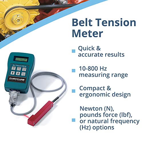 BTM-400PLUS Belt Tension Meter, Handheld Digital Belt Tension Gauge, 10-800 Hz for Flat, V & Ribbed Belts, Kit with Sensors, Battery & Hard Case, 1 Kit