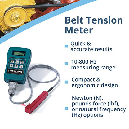 BTM-400PLUS Belt Tension Meter, Handheld Digital Belt Tension Gauge, 10-800 Hz for Flat, V & Ribbed Belts, Kit with Sensors, Battery & Hard Case, 1 Kit