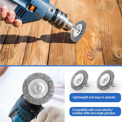 Moxweyeni 20 Pcs 2 Inch Stainless Steel Wire Wheel Brushes for Drill Bits - size: 2 Inch