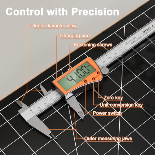 Preciva Digital Caliper 6 inch,Rechargeable Caliper with Oversized