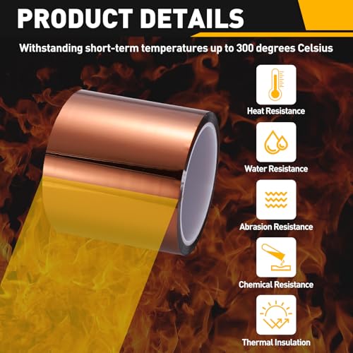 uxcell Heat Tape, 100mm x 33m (108ft) Polyimide Heat Transfer Sublimation Tape No Residue High-Temperature Resistant Tapes for Heat Press Soldering Circuit Board, Brown - size: 100mm x 33m (108ft)