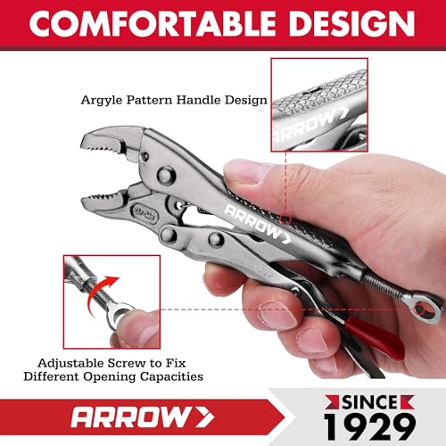 ARROW 5" Curved Jaw Locking Pliers with Screw Extractor - size: 5 inch