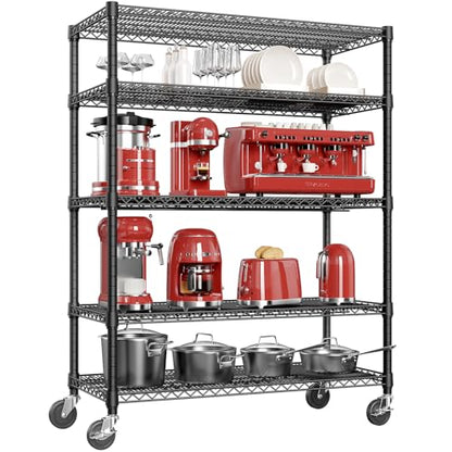 IZEUK Garage Shelving Wide Storage Shelves 5 Tier Metal Shelves 4000 LBS Heavy Duty Adjustable Utility Shelf Rack Black 23.6" D x 53.1" W x 73.6" H - color: Black, size: 5 Tier, 23.6" D x 53.1" W x 73.6" H