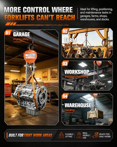 Chain Hoist 1/2 Ton, 1100 lbs Capacity, 10 FT Manual Chain Fall, G80 Alloy Steel Load Chain, Double-Pawl Brake, 360° Swivel Hooks, Heavy Duty Hoist for Garage, Shop, Farm, Warehouse