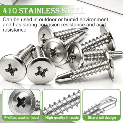mxuteuk 230PCS #8 Self Tapping Screws,410 Stainless Steel - size: SV 230PCS #8 Kit