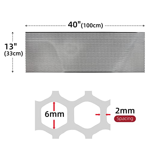 AggAuto Universal 40"x13" Car Grill Mesh Honeycomb 6mm Spacing 2mm Black - size: 6x2mm Honeycomb - Black