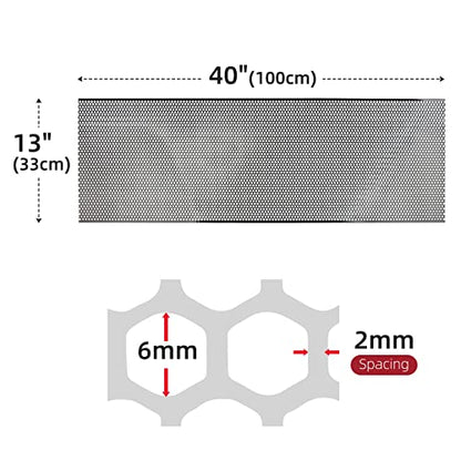 AggAuto Universal 40"x13" Car Grill Mesh Honeycomb 6mm Spacing 2mm Black - size: 6x2mm Honeycomb - Black