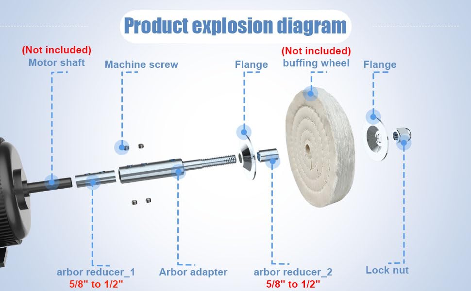 Neeki 5" Bench Grinder Motor Shaft Extension for Polishing,Short - style: Short（5“）