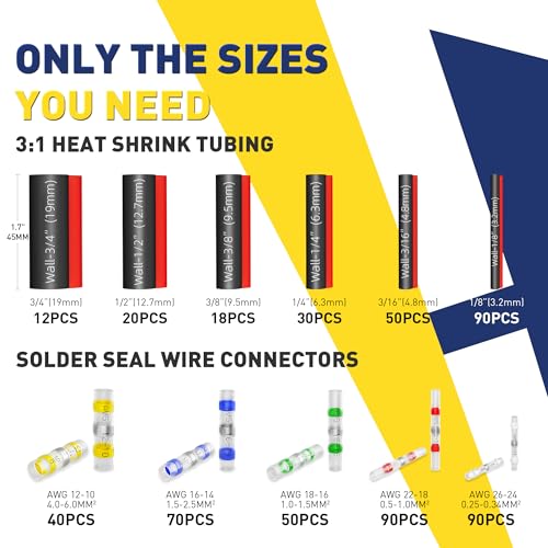 haisstronica 560PCS Solder Seal Connectors Kit with 3:1 Heat Shrink Tubing - size: 560 PCS