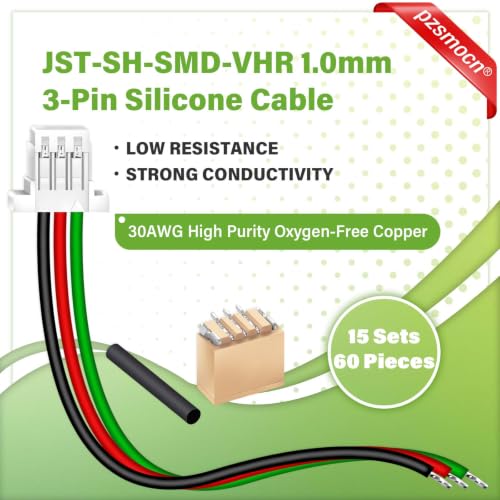 15 Sets/60 Pcs Mini Micro JST-SH-SMD-VHR 1.0mm 3-Pin Connector Kit - size: 3-Pin, style: JST-SH-VHR