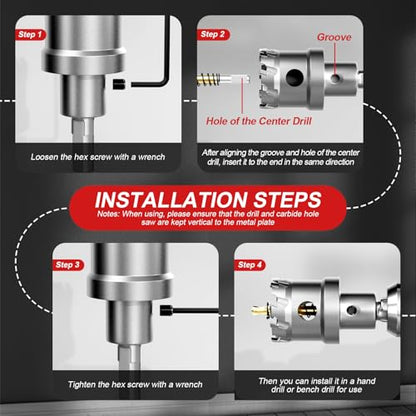 21-Piece TCT Carbide Hole Saw Kit for Metal (1/2" to 2-1/8") - size: 21PCS 13mm to54mm | 1/2" to 2-1/8"
