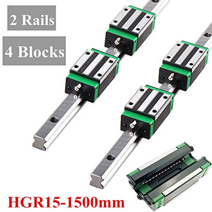 Linear Rail 2PCS HGR15 300mm Linear Guide Rail HGH15CA HGH15 Linear Slide Rail + 4PCS HGH15CA Carriage Slider Block CNC Kit for DIY CNC Routers Lathes Mills - size: 300mm, style: HGR15