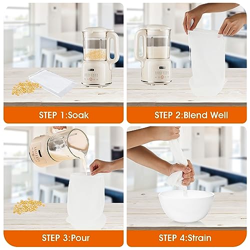 WLLHYF 4 Pack Nylon Nut Milk Bag 18×12 Inches Fine Mesh Cheese Cloth Multiple Usage Reusable Food Strainer Professional Cold Brew Filter for Straining Fruit Juice Coffee Tofu Greek Yogurt (18×12in) - size: 18×12 in
