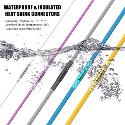 140PCS Heat Shrink Butt Wire Connectors 26-10 AWG, Insulated Waterproof Electrical Wire Connectors Automotive Marine Grade Wire Crimp Terminals Butt Splices, Ideal for Boat, Truck - size: 22-10 AWG