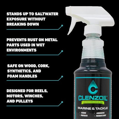 CLENZOIL Marine & Tackle - Fishing Gear Oil Lubricant - for Fish Care Reels, Boat Motors, Downriggers & More - Easily Oils Applicator - size: 16 oz Trigger Spray