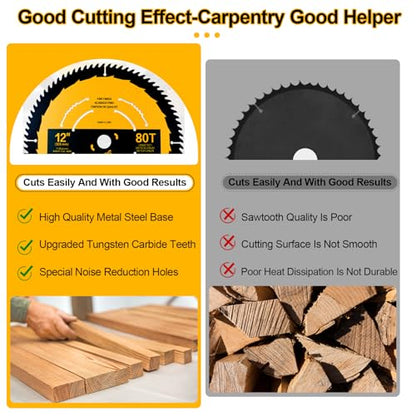 12 in 80 T Fine Finish Blade Miter Saw Blade Compatible with Dwa11280 - style: 12IN,80T