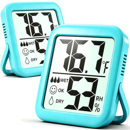 Antonki 2 Pack Room Thermometer Indoor Hygrometer - color: 2 Pcs* Clear Blue