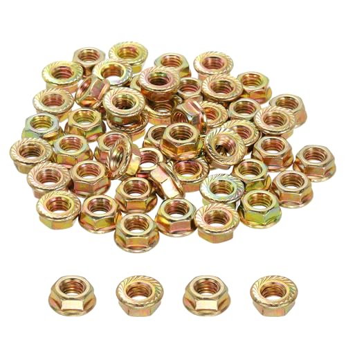 50Pcs Serrated Flange Hex Nuts M5-0.8-Coarse Yellow Zinc Plated - color: Yellow, size: M5-0.8
