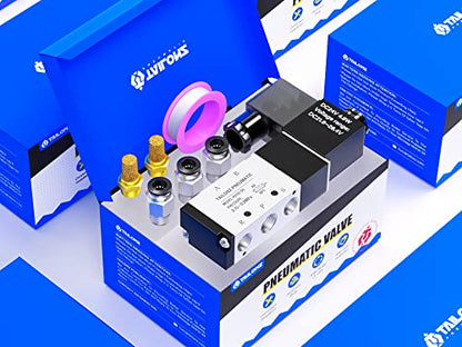 TAILONZ 1/8"NPT DC24V Solenoid Valve 2Position 5Way Junction Box 4V110-06 - color: DC24V, size: 2 Position 5 Way-1/8"NPT
