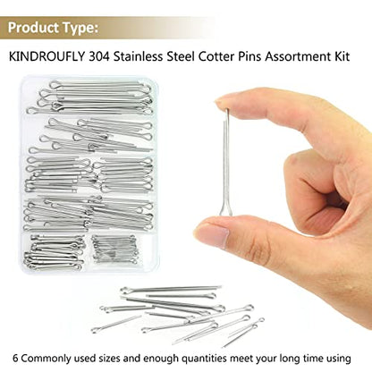 120 Pieces 6 Sizes Cotter Pins Assortment Kit, 304 Stainless Steel