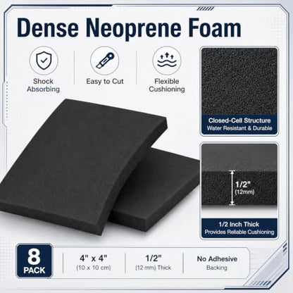 8 Pcs Non Adhesive Neoprene Foam Padding Sheets, Black