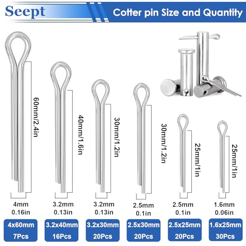 200Pcs 304 Stainless Steel Cotter Pins Assortment Kit - Hitch Pin Clips for Locking Systems | Ideal for Farm Tools, Tractor Implements, and Accessories - size: 200Pcs 13-sizes