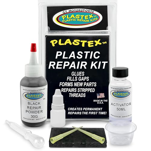 Plastex Plastic Repair Kit - Easily Glue, Repair or Remake Broken Plastic, Fiberglass, Wood & More!. (Standard Black Kit) - color: Black, size: 30 grams