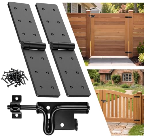 Heavy Duty Gate Hinges 270° Folding with Slide Bolt Latch Outdoor Black - size: Black-3PCS