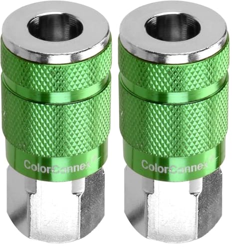 ColorConnex Coupler, ARO Type B, 1/4" FNPT, Green - A71410B (Pack of 2) - size: 1/4" FNPT - 2 Piece, style: Coupler 2 Pack