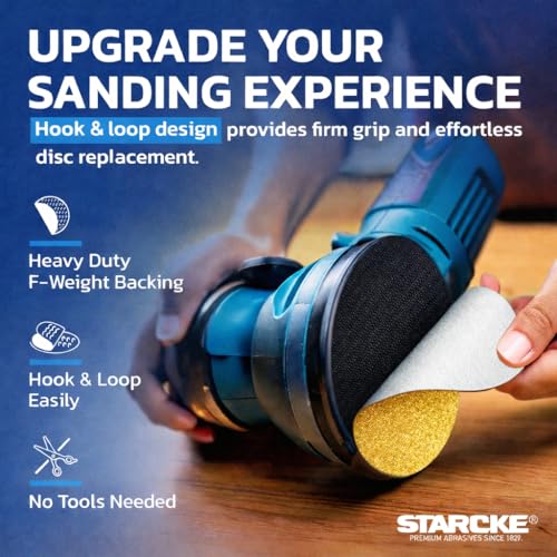STARCKE 5 Inch 8-Hole Hook and Loop Sanding Discs 180 Grit 100 Pack