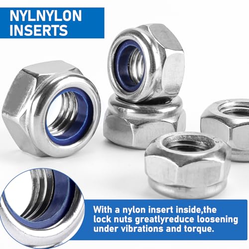 80 Pack 304 A2-70 M8 Nylon Lock Nuts - color: Silver, size: M8