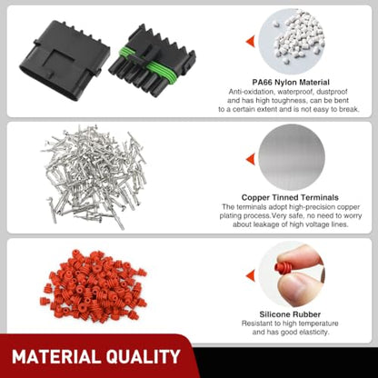Nilight 78PCS 3 Kits 6 Pin Waterproof Automotive Electrical Connector Kit - size: 6Pin Spark Plug Connector 78PCS