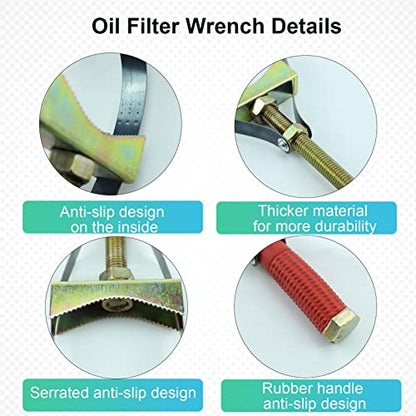 Strap Oil Filter Wrench Removal Tool, 3.5-5.5 In, Heavy Duty